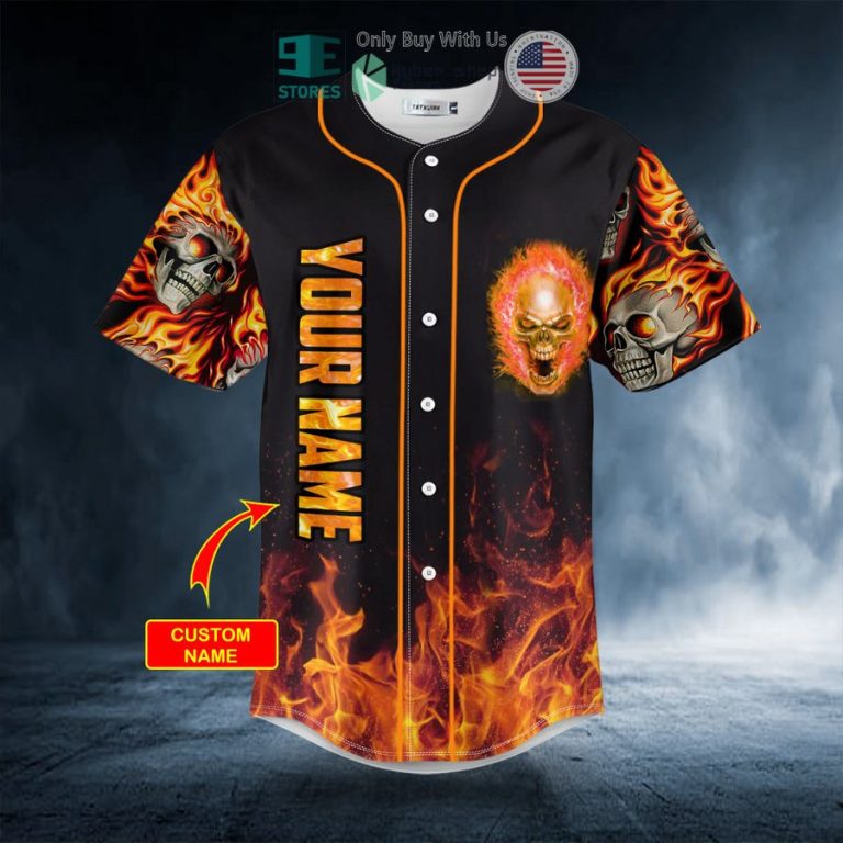 personalized crazy ghost fire skull custom baseball jersey 3 16698