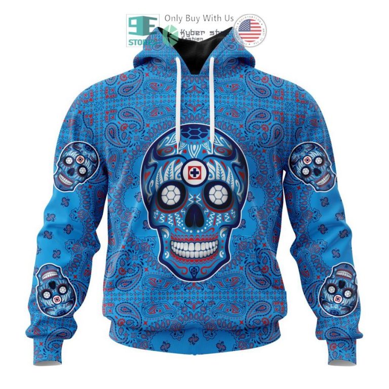 personalized cruz azul sugar skull dia de muertos 3d shirt hoodie 1 7567