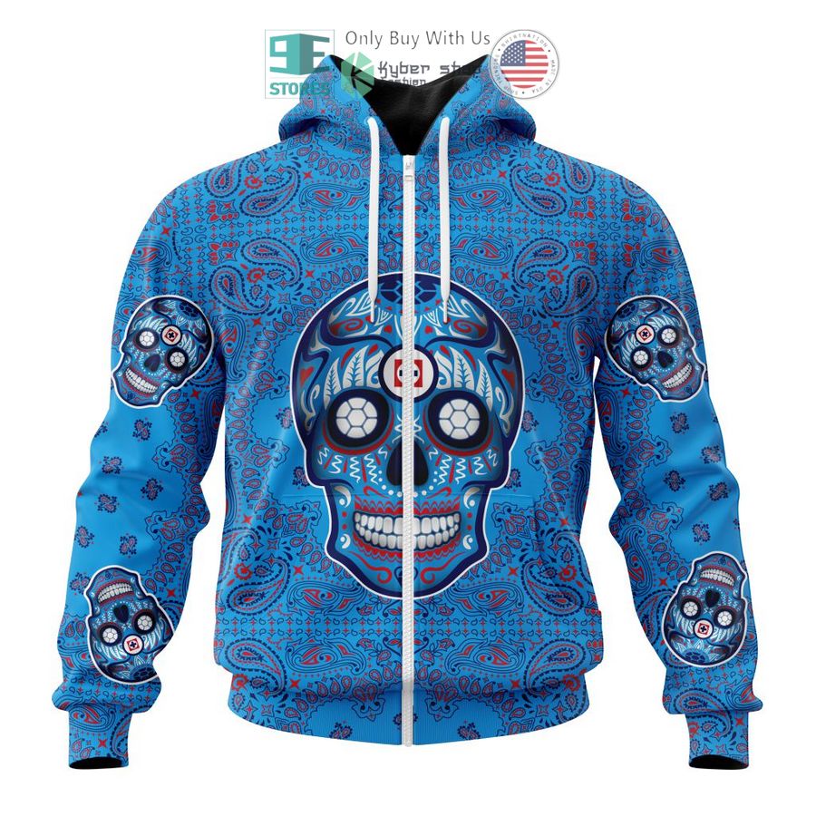 personalized cruz azul sugar skull dia de muertos 3d shirt hoodie 2 12570