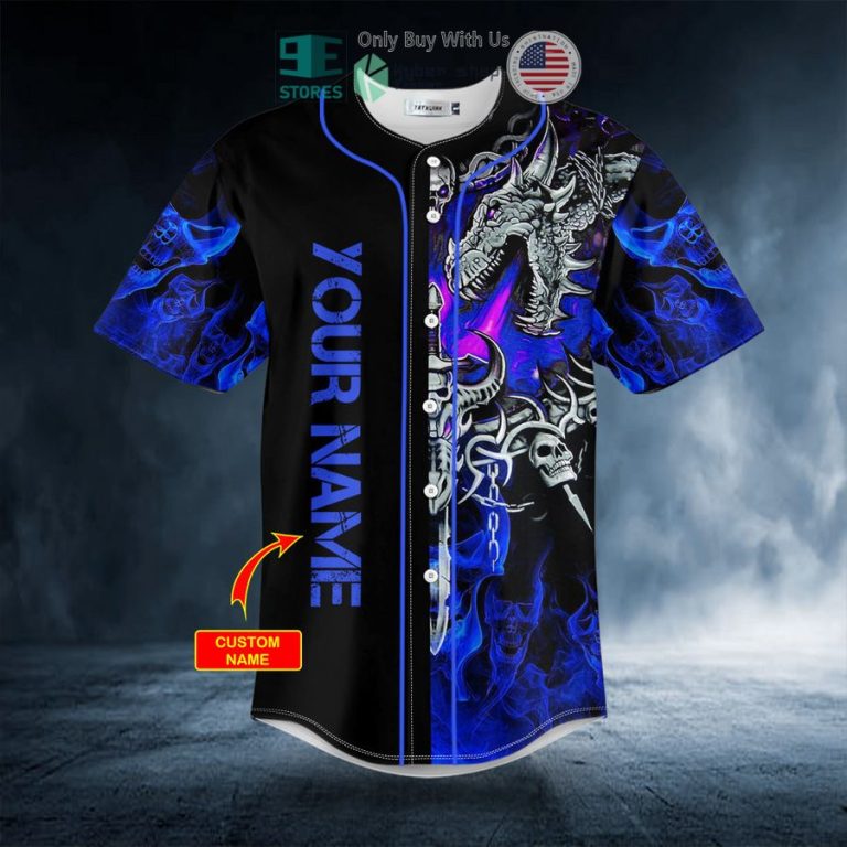 personalized dark blue dragon with skull sword custom baseball jersey 3 2480