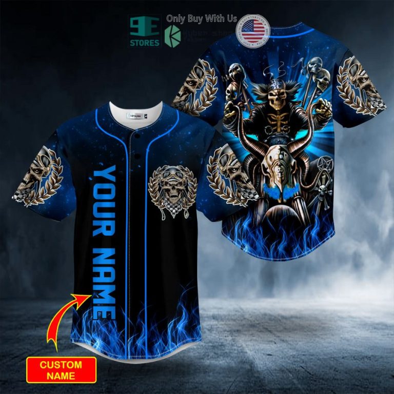 personalized dark blue the hunt ghost skull custom baseball jersey 1 76674