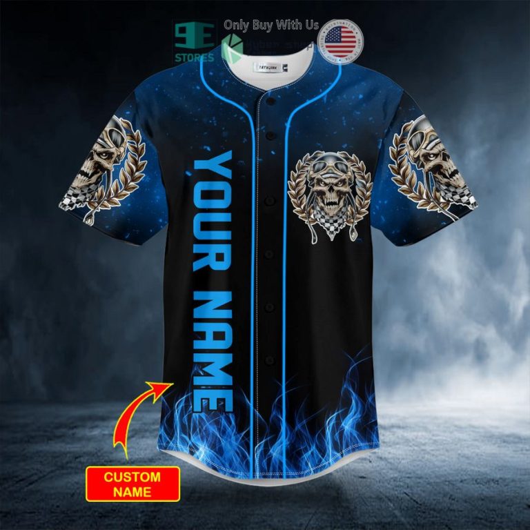 personalized dark blue the hunt ghost skull custom baseball jersey 3 96105