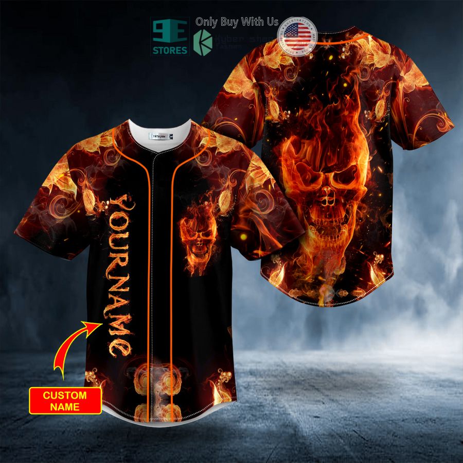 personalized dark fire skull custom baseball jersey 1 4702