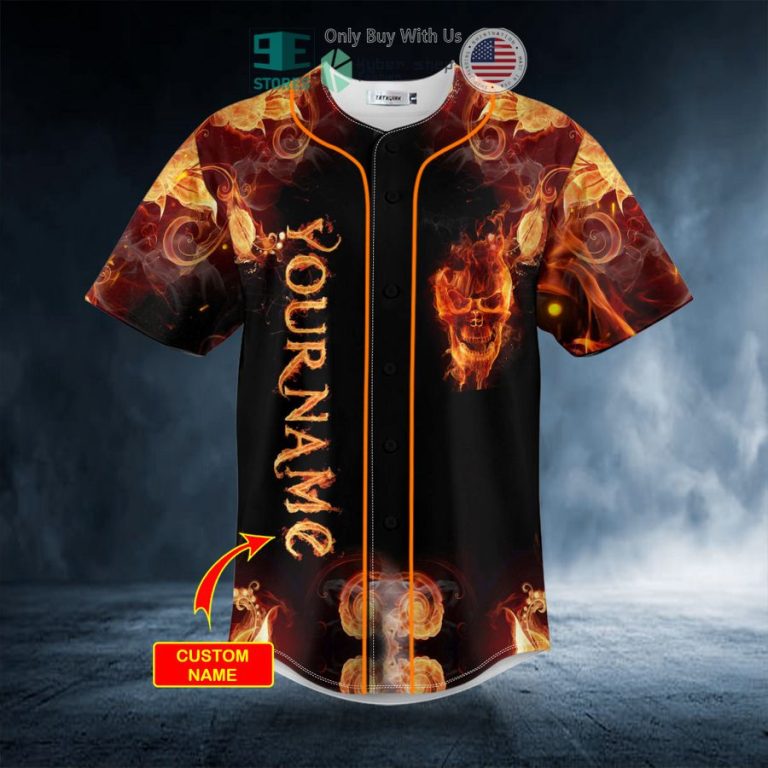 personalized dark fire skull custom baseball jersey 3 67870