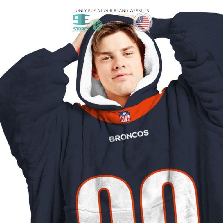 personalized denver broncos grey sherpa hoodie blanket 3 44405