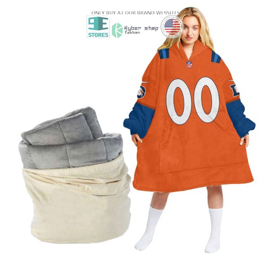 personalized denver broncos orange blue sherpa hoodie blanket 1 76015