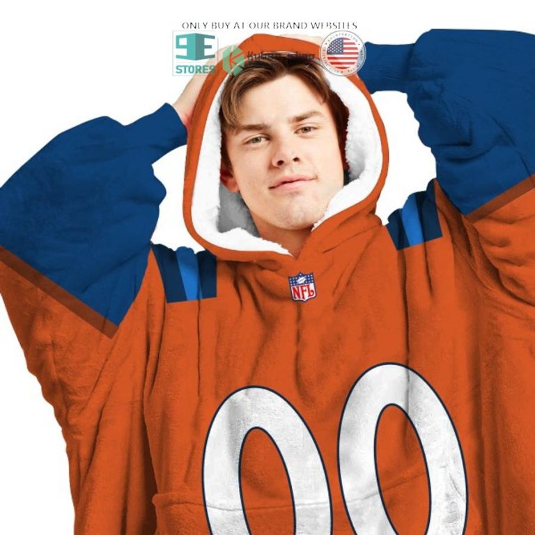 personalized denver broncos orange blue sherpa hoodie blanket 3 64414