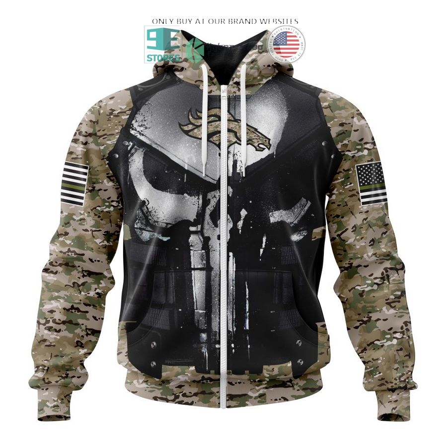 personalized denver broncos skull punisher veteran camo 3d shirt hoodie 2 97737