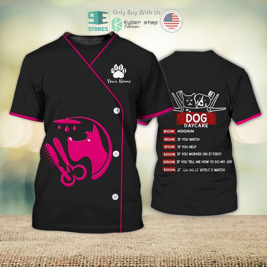 personalized dog day care groomer pet groomer uniform pink salon pet 3d shirt 1 45948