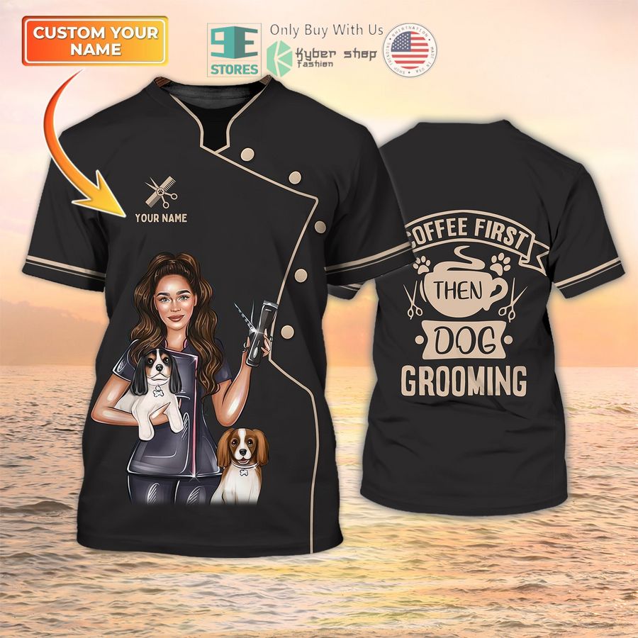 personalized dog groomer black grooming salon 3d shirt 1 18827