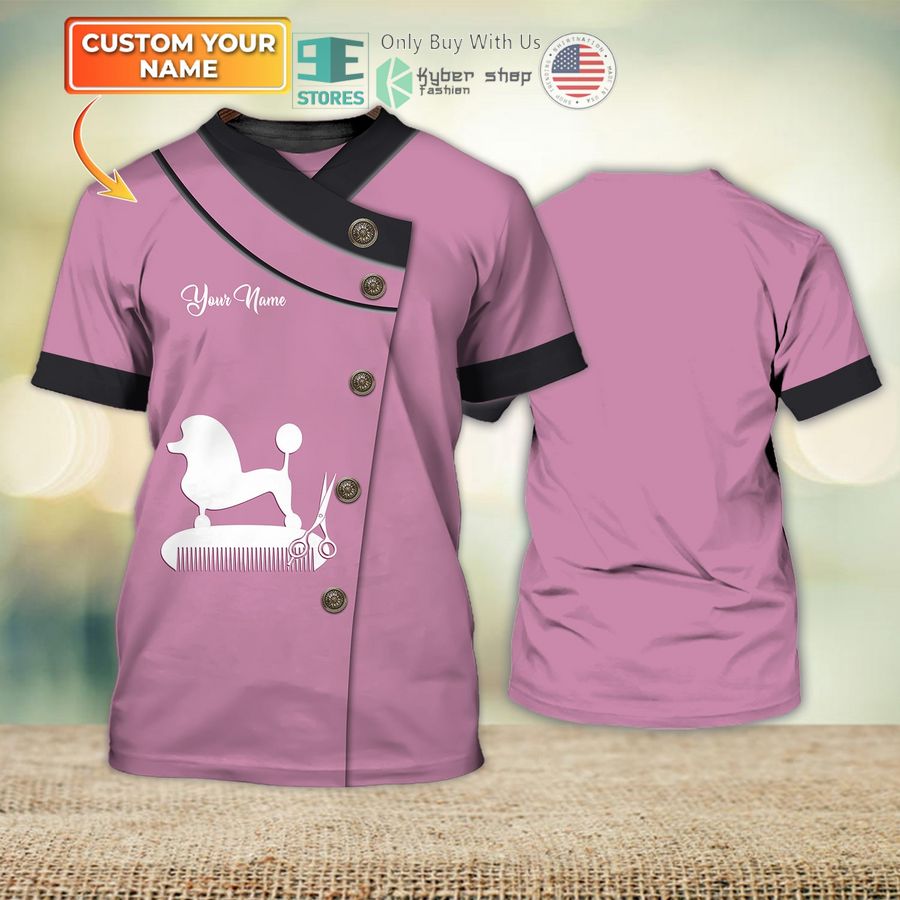 personalized dog groomer pet groomer uniform pink 3d shirt 1 63024