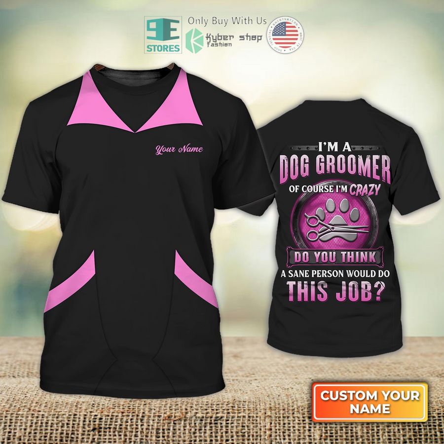 personalized dog groomer pet groomer uniform pink salon pet 3d shirt 1 53139