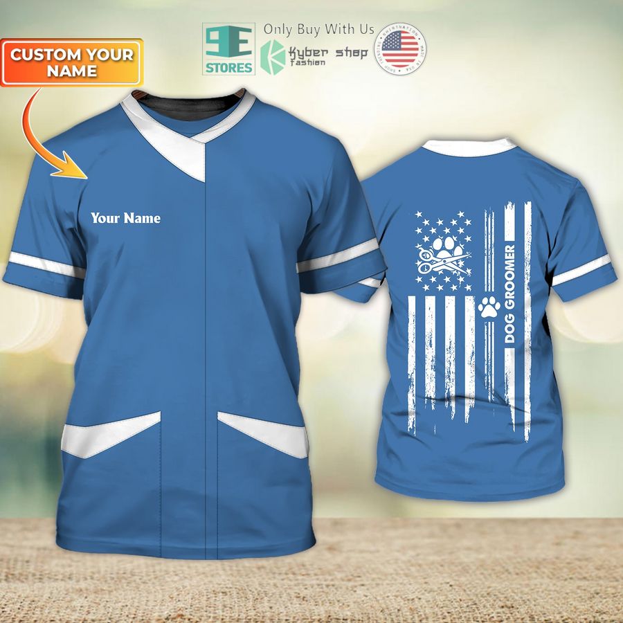 personalized dog groomer pet groomer uniform united states flag 3d shirt 1 50461