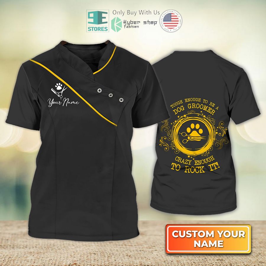personalized dog groomer pet groomer uniform yellow salon pet 3d shirt 1 71853