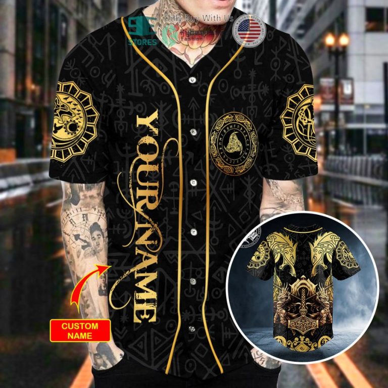 personalized dragons warriors axe viking tattoo custom baseball jersey 2 6558