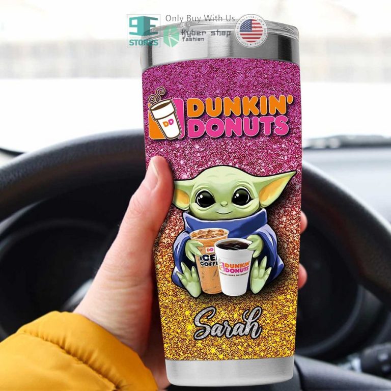 personalized dunkin donuts baby yoda tumbler 1 86523