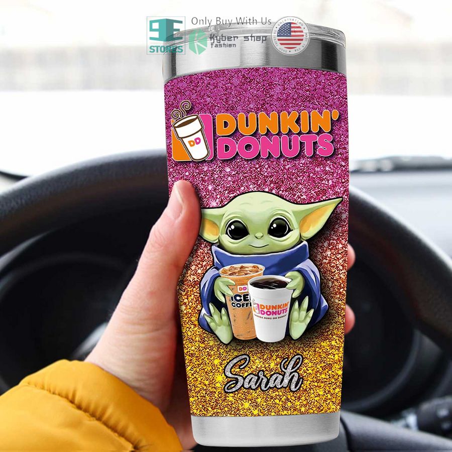 personalized dunkin donuts baby yoda tumbler 1 86523