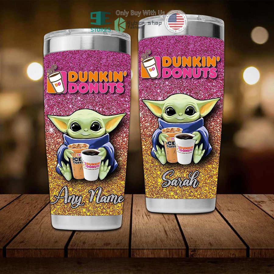 personalized dunkin donuts baby yoda tumbler 2 55495