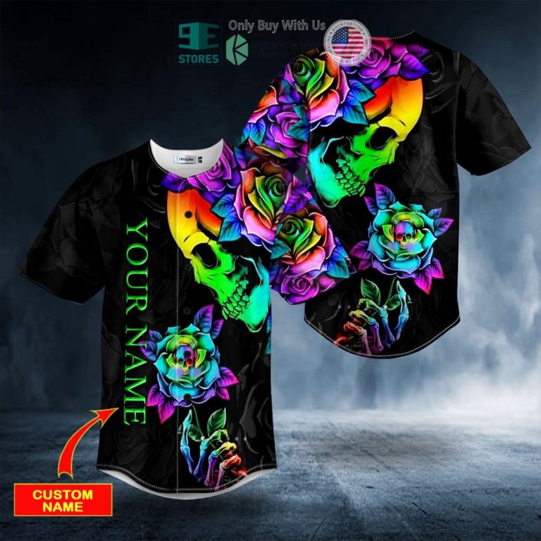 personalized fantasy roses skull custom baseball jersey 1 93678