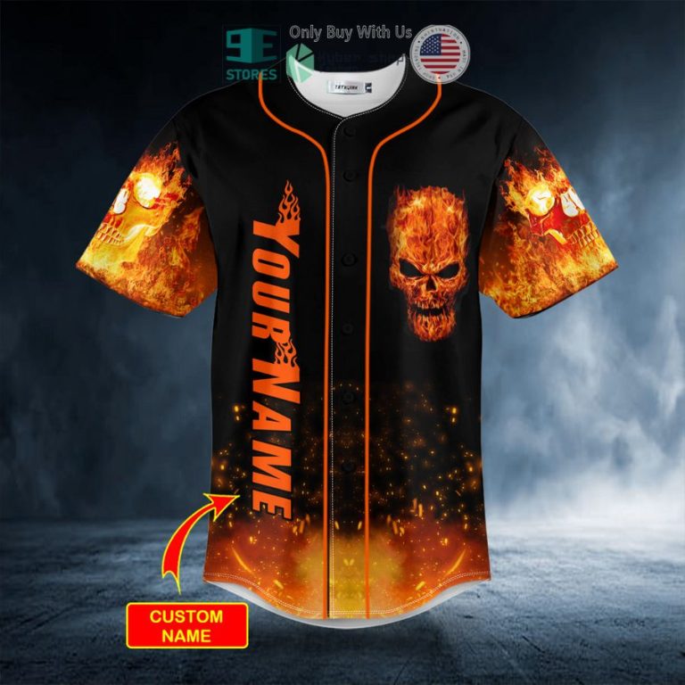 personalized fire ghost racer skull custom baseball jersey 3 3905