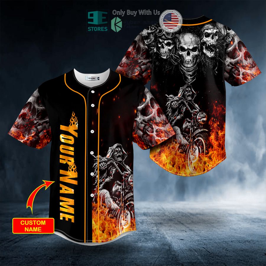 personalized fire ghost rider biker skull custom baseball jersey 1 97924