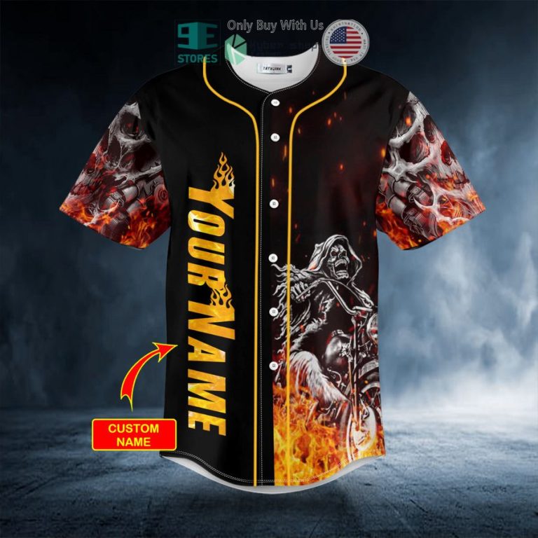 personalized fire ghost rider biker skull custom baseball jersey 3 39661