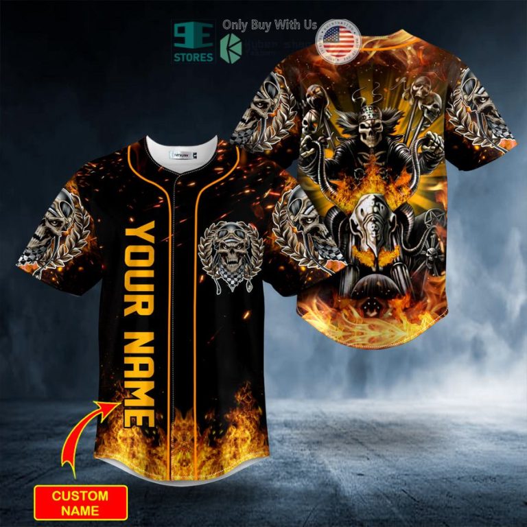 personalized fire ghost rider skull custom baseball jersey 1 17396