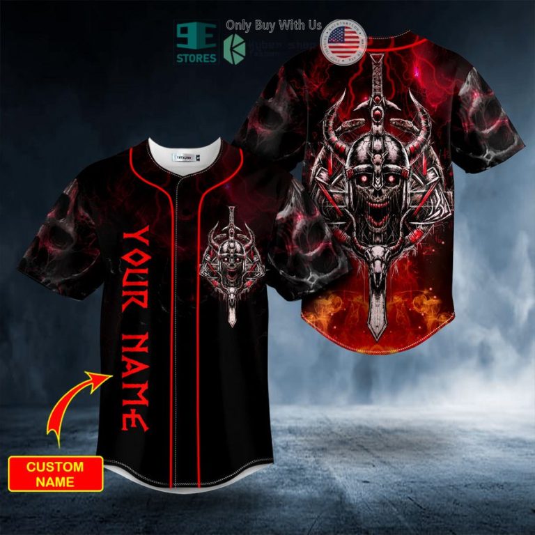 personalized fire samurai n swords skull custom baseball jersey 1 19104