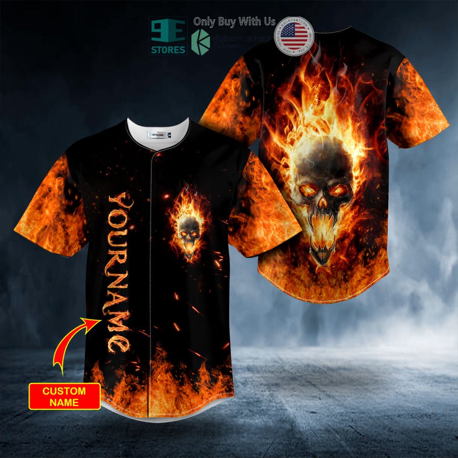 personalized flaming ghost fire skull custom baseball jersey 1 61000