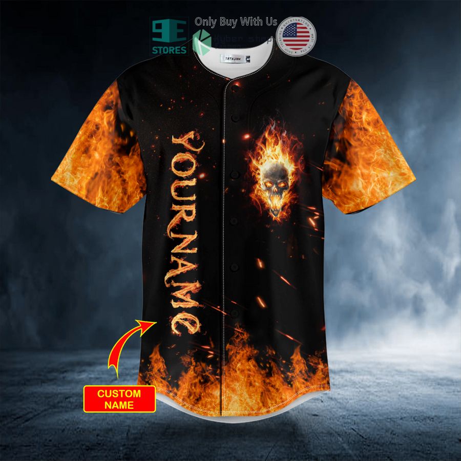 personalized flaming ghost fire skull custom baseball jersey 2 59295