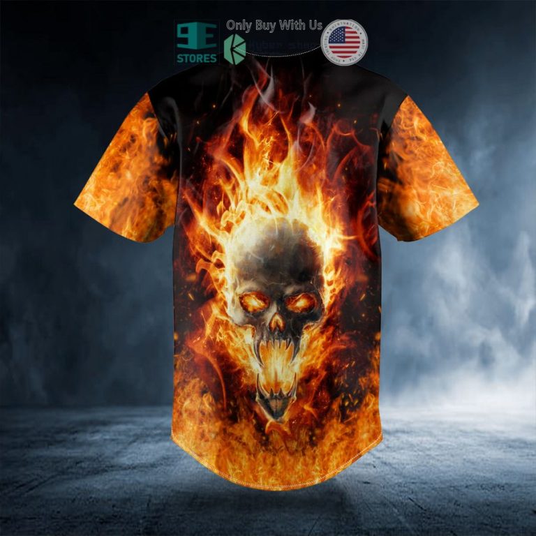 personalized flaming ghost fire skull custom baseball jersey 3 70056