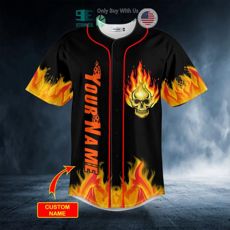 personalized ghost racer fire skull black custom baseball jersey 3 304