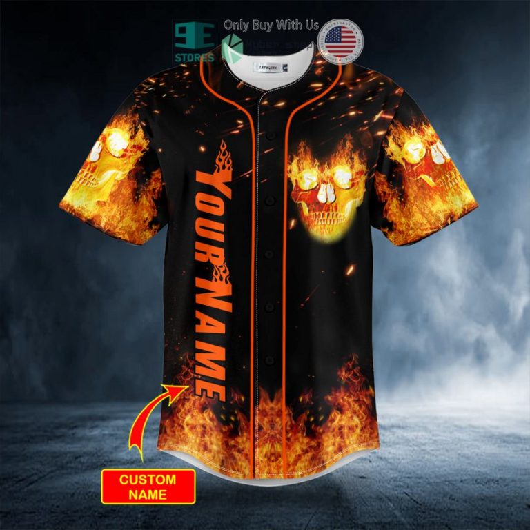 personalized ghost racer fire skull custom baseball jersey 3 89346