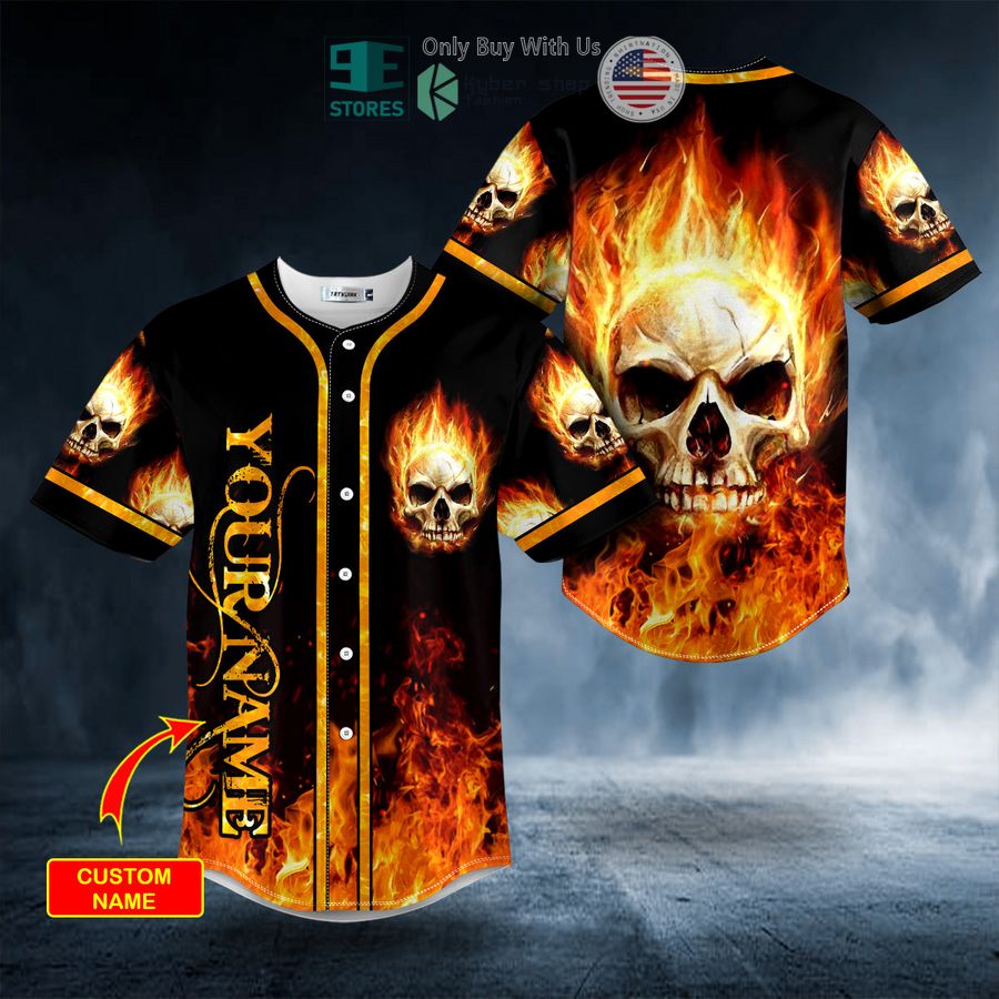 personalized giant fire skull custom baseball jersey 1 42265