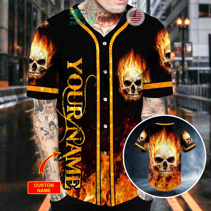 personalized giant fire skull custom baseball jersey 2 67477