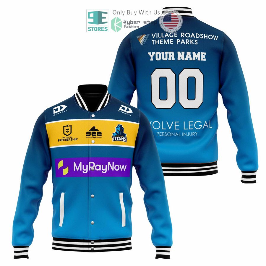 personalized gold coast titans my pay now baseball jacket 1 81351