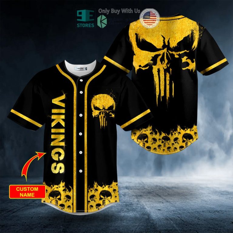 personalized gold punisher skull custom baseball jersey 1 24562