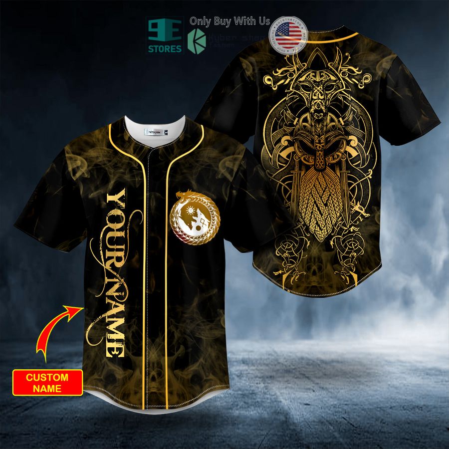 personalized gold yinyang wolf odin king viking tattoo custom baseball jersey 1 39967