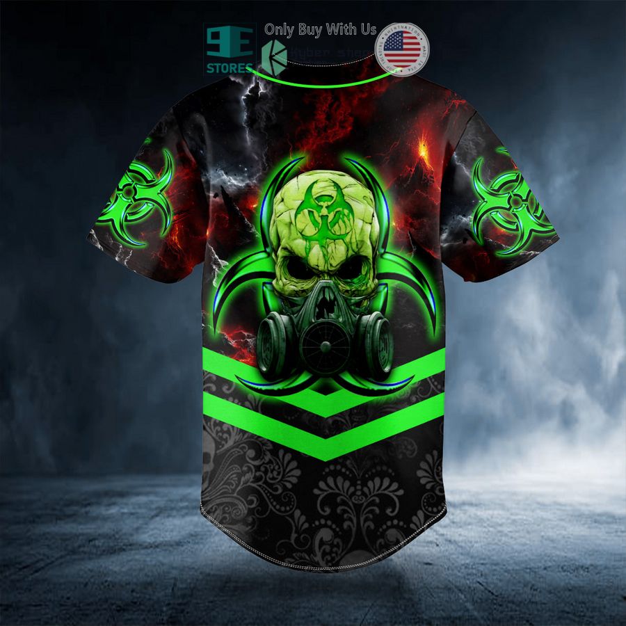 personalized green biohazard skull custom baseball jersey 4 43059