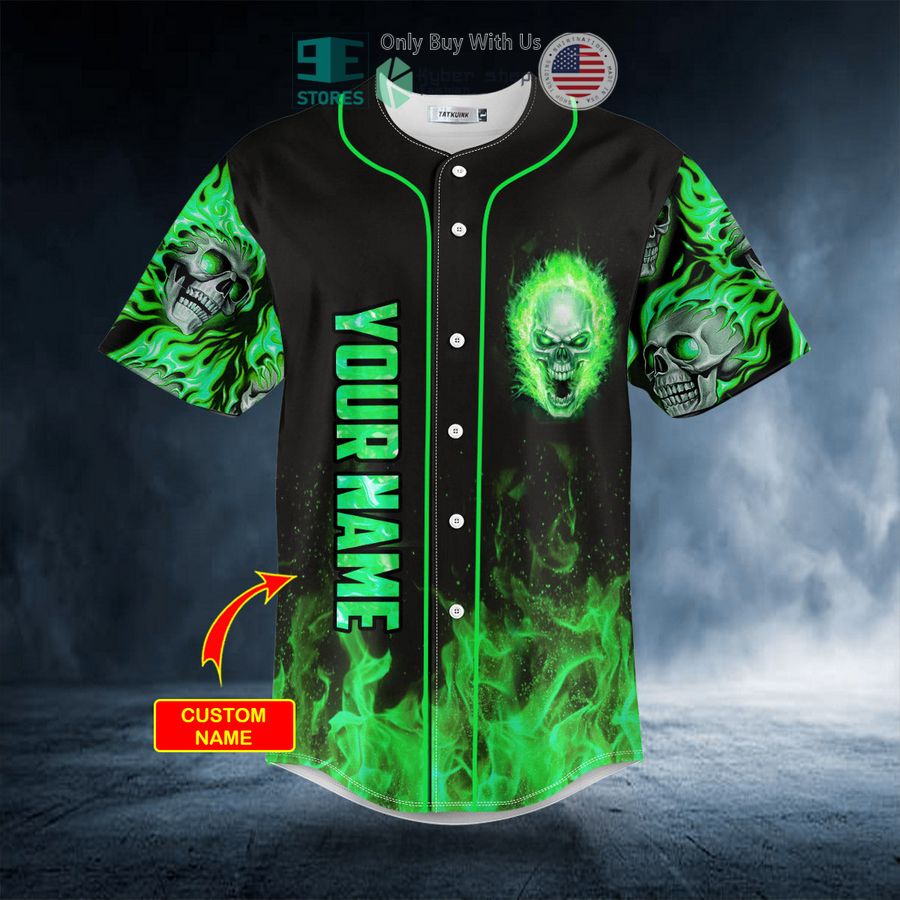 personalized green ghost skull custom baseball jersey 1 54563