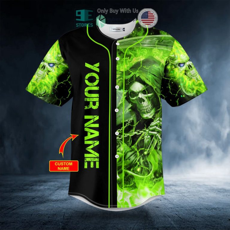 personalized green lightning grim reaper custom baseball jersey 3 59441