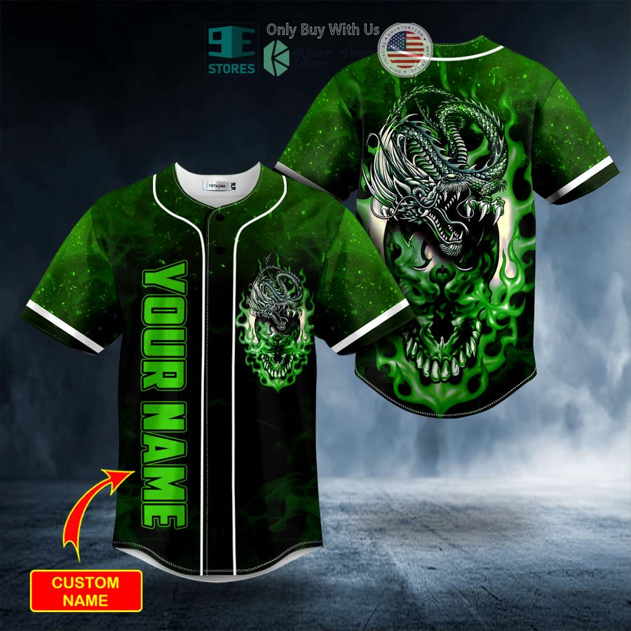personalized green odm dragon skull custom baseball jersey 1 65723