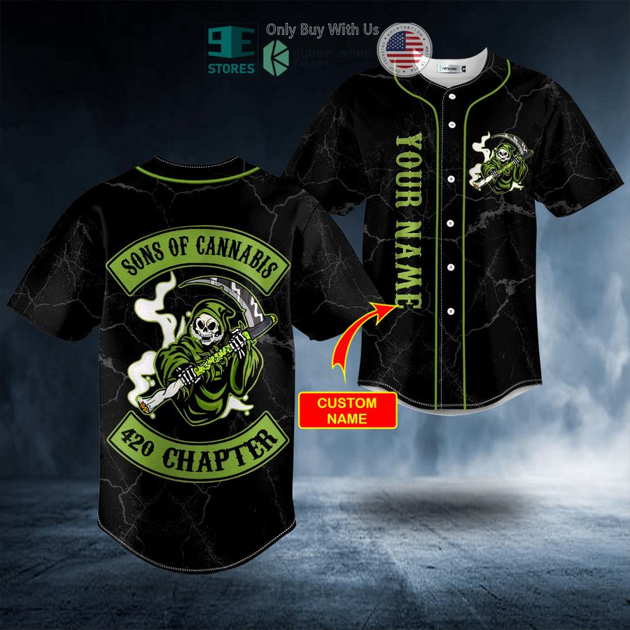 personalized green son of anarchy grim reaper custom baseball jersey 1 25873
