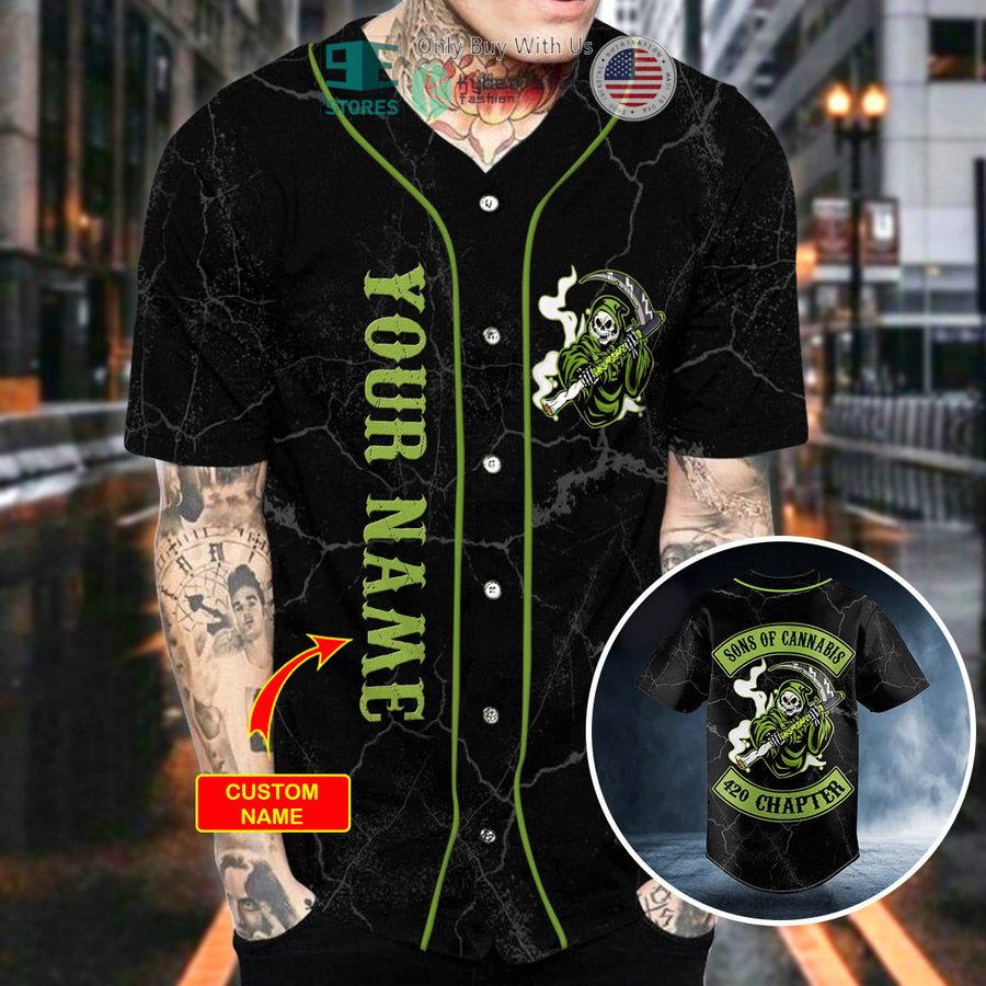 personalized green son of anarchy grim reaper custom baseball jersey 2 63152
