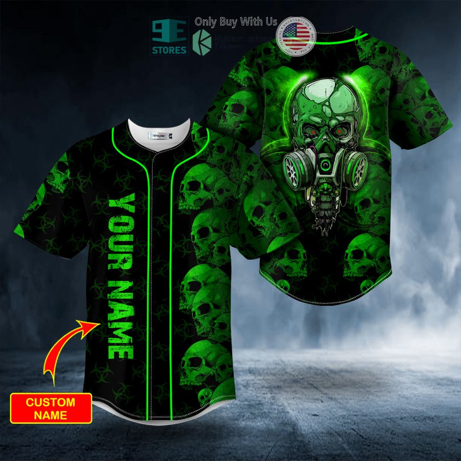 personalized green zone biohazard skull custom baseball jersey 1 33389