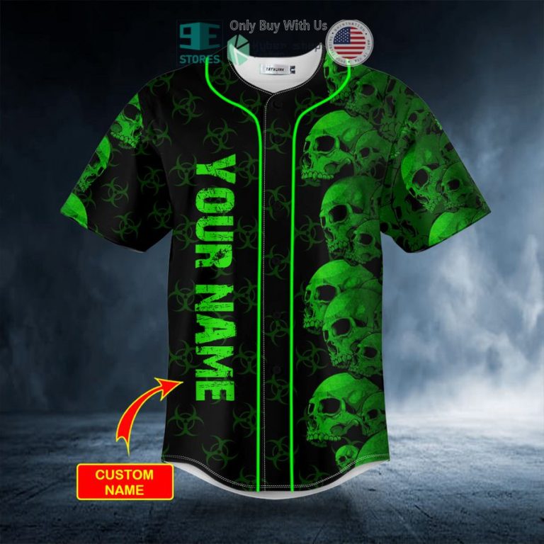 personalized green zone biohazard skull custom baseball jersey 2 29826