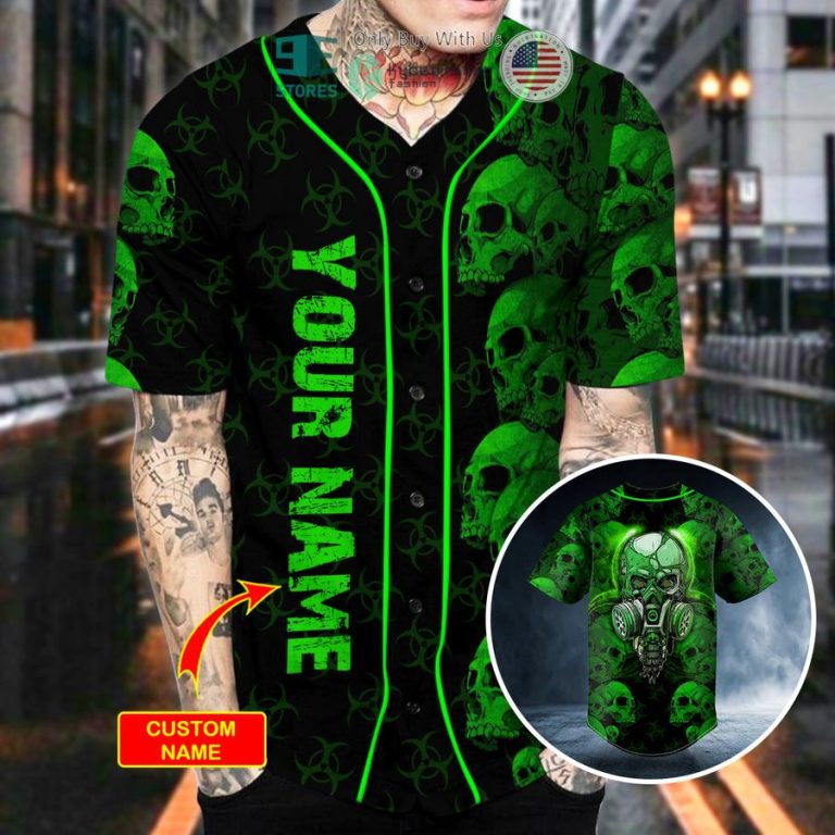 personalized green zone biohazard skull custom baseball jersey 3 74087