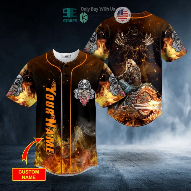 personalized grim reaper ghost racer fire skull custom baseball jersey 1 41498