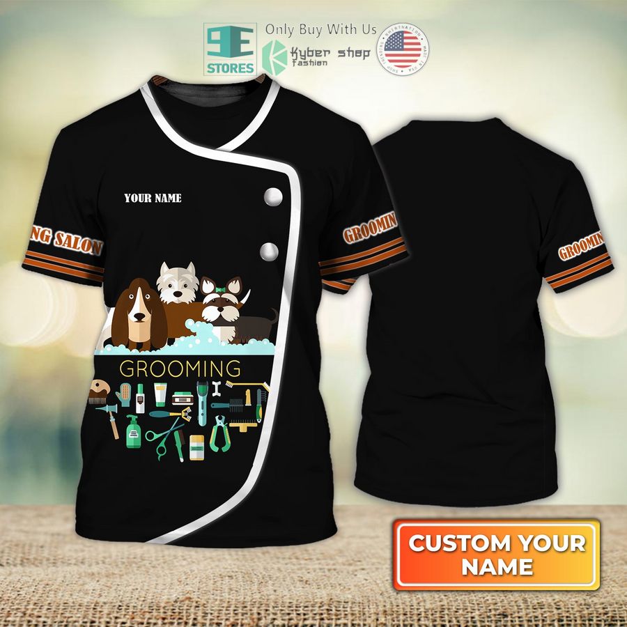 personalized grooming salon dog groomer uniform black 3d shirt 1 21517