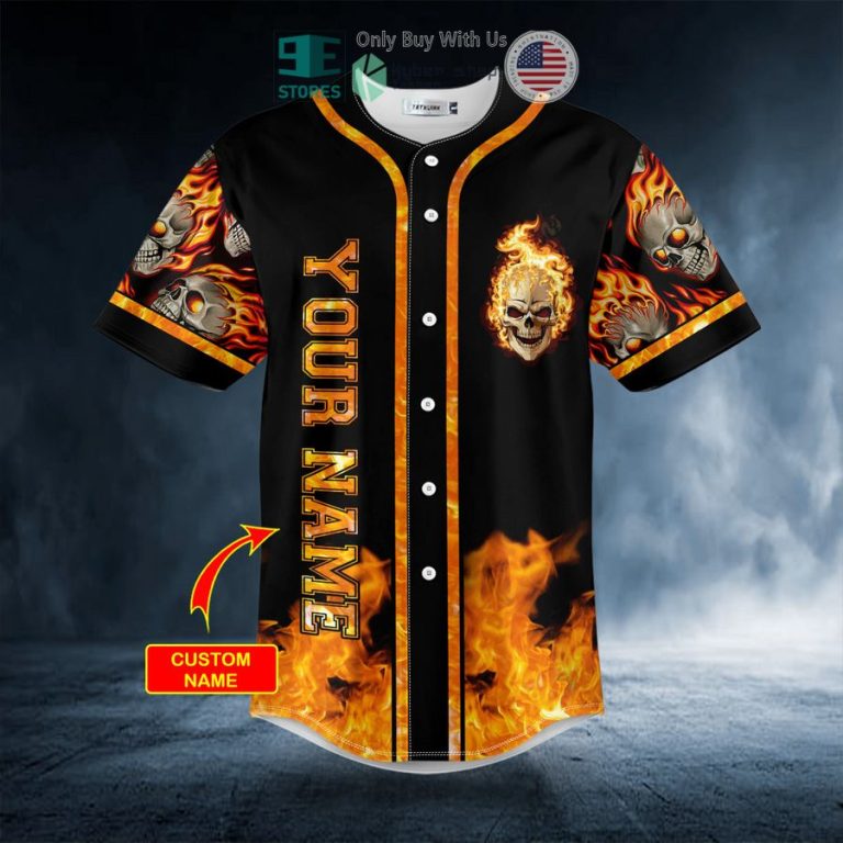 personalized head on fire skull custom baseball jersey 3 71639